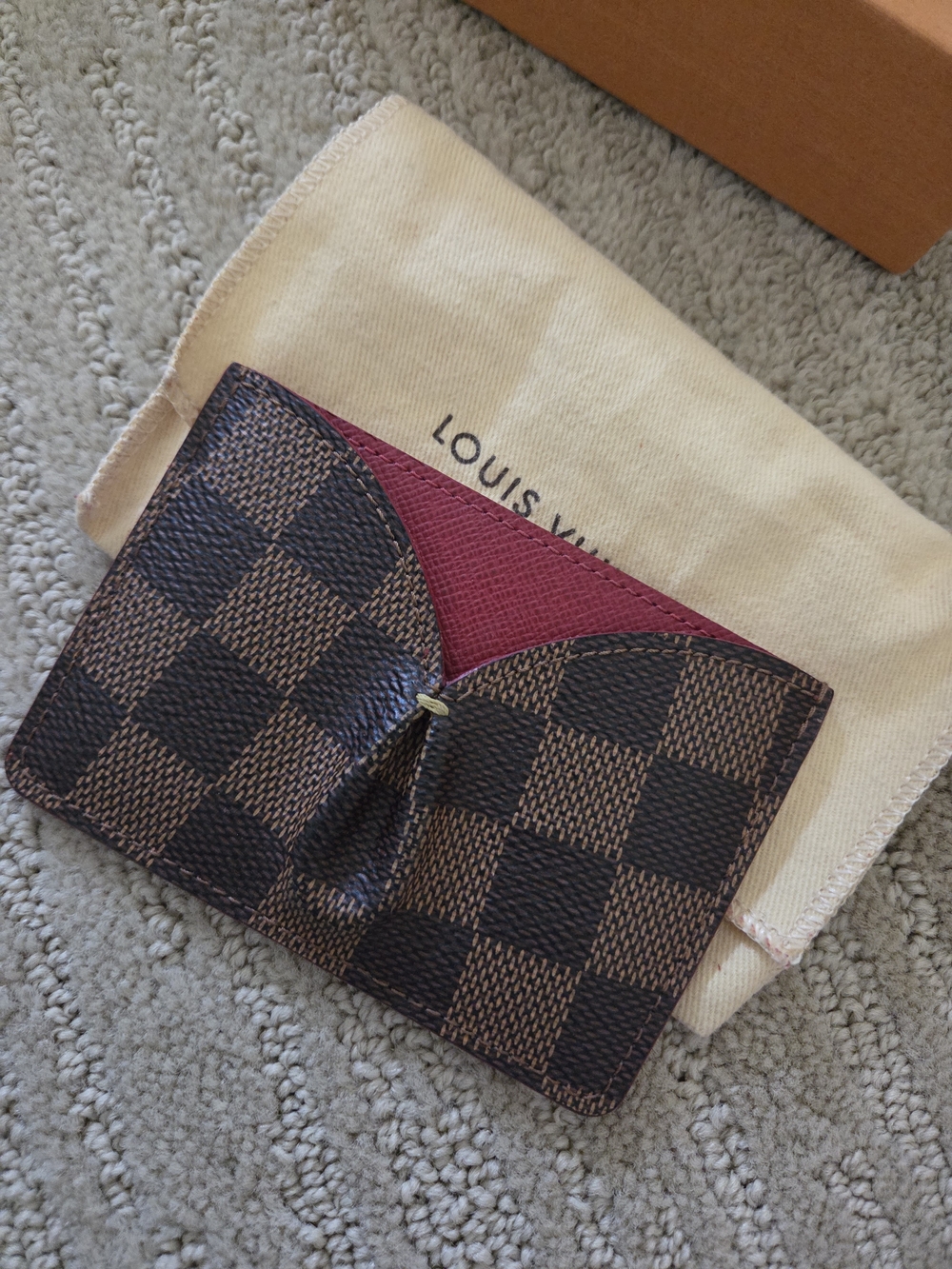 Louis Vuitton Damier Card Holder with Red Interior